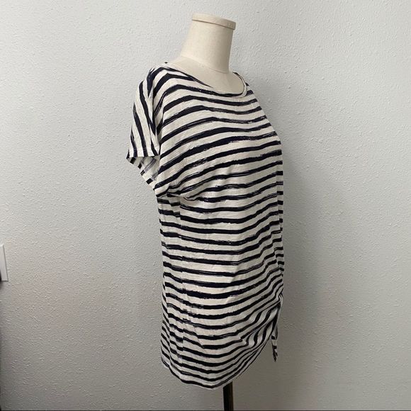 Michael Kors Striped Relaxed Fit  Tie Hem Top - Picture 2 of 7